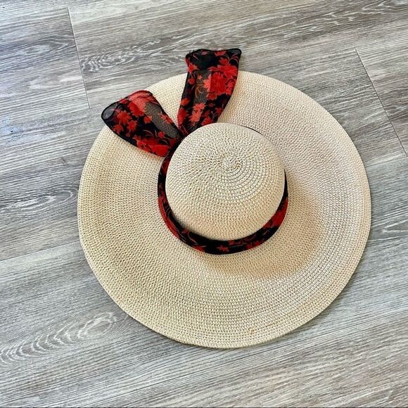 Milani large straw hat with red and black scarf - Picture 11 of 14